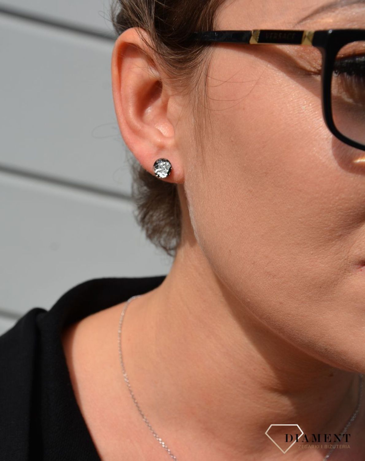 Kolczyki srebrne szkło weneckie srebrne Murano 04.jpg